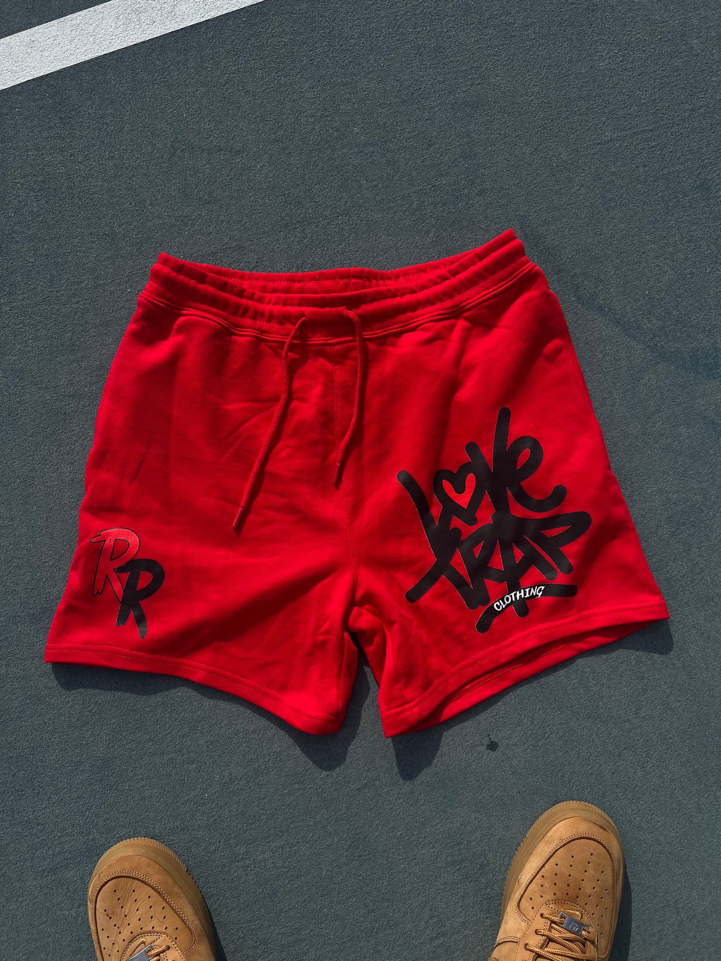 Red “Love Trap” Shorts