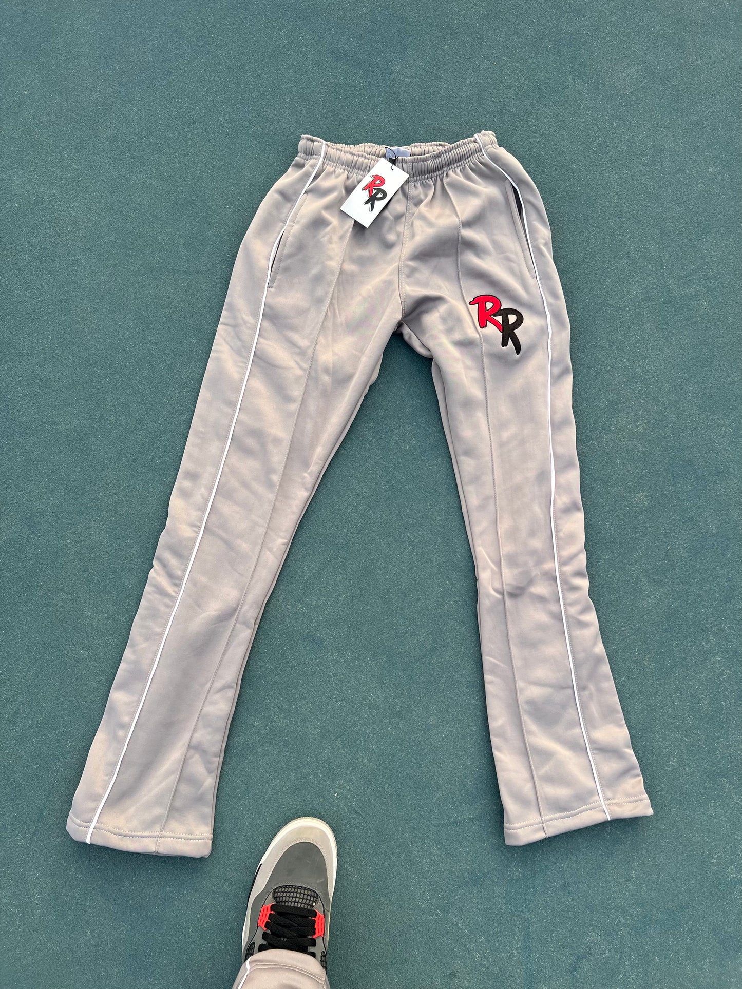 Grey Flared “RR” Track Pants