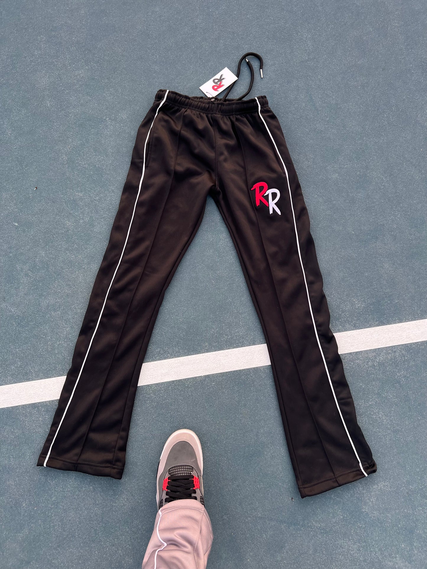 Black Flared “RR” Track Pants